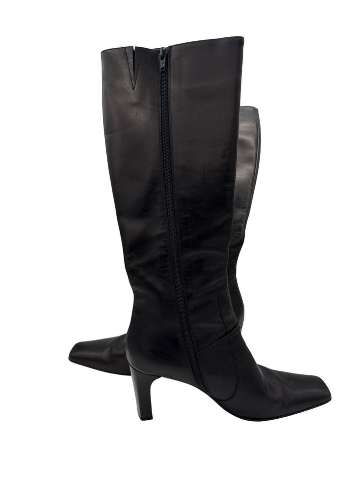 Women’s Etienne Aigner Size 8.5 Black Leather Knee High Boots