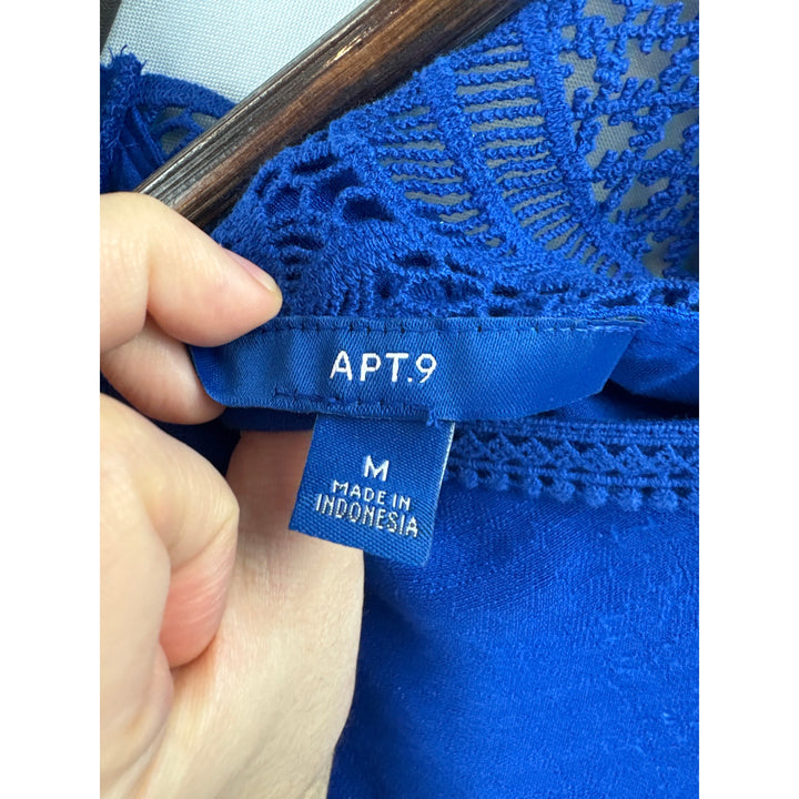 Women’s APT. 9 Medium Teal Blouse w/ Embroidery