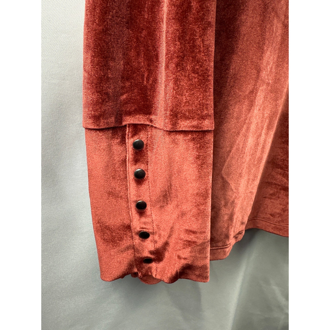 Women’s We By Living In Yellow Velvet V-Neck Blouse Rust Orange Size 1X