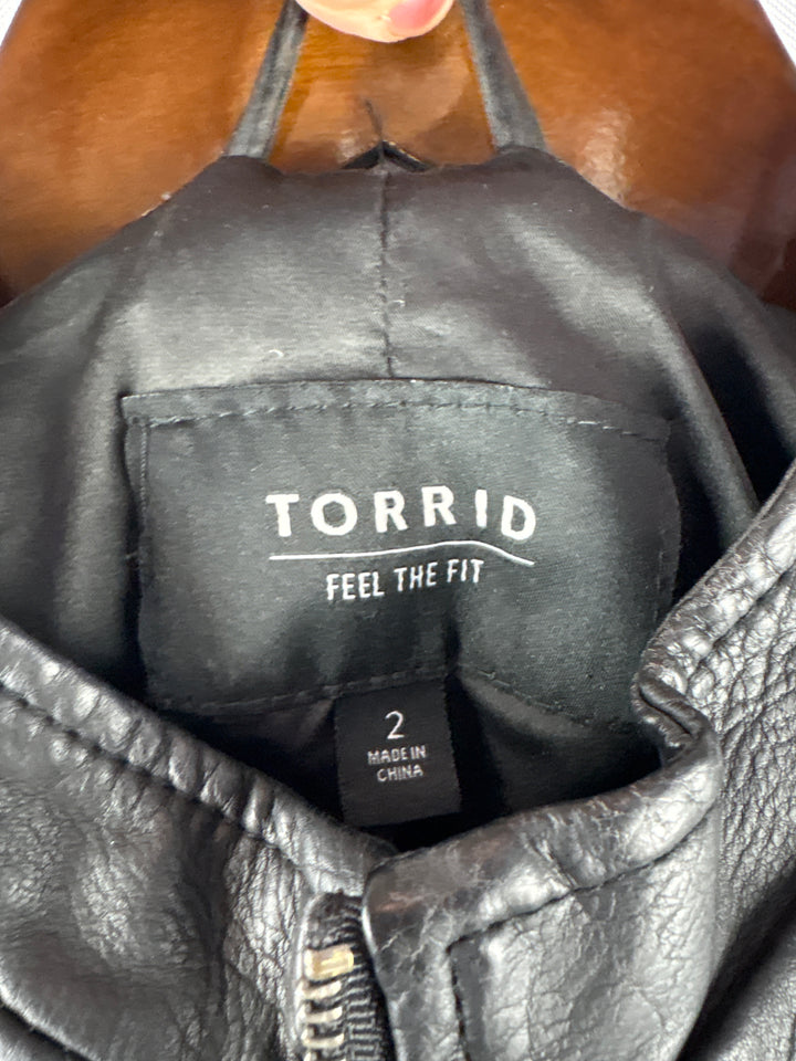 Women’s Torrid Size 2 Black Faux Leather Motor Jacket