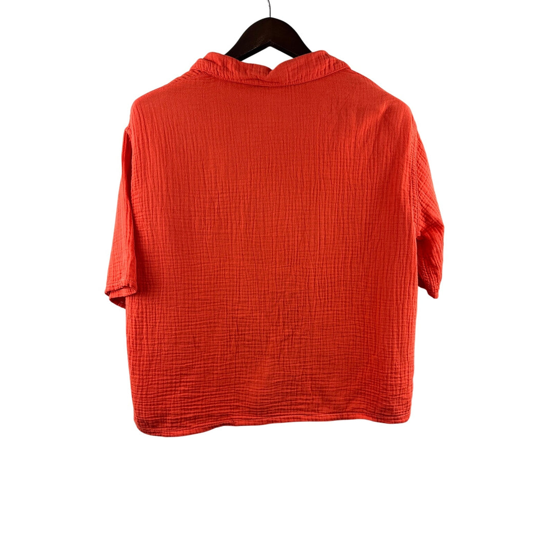 Women’s Stars Above XS Orange Short Sleeve Button Up