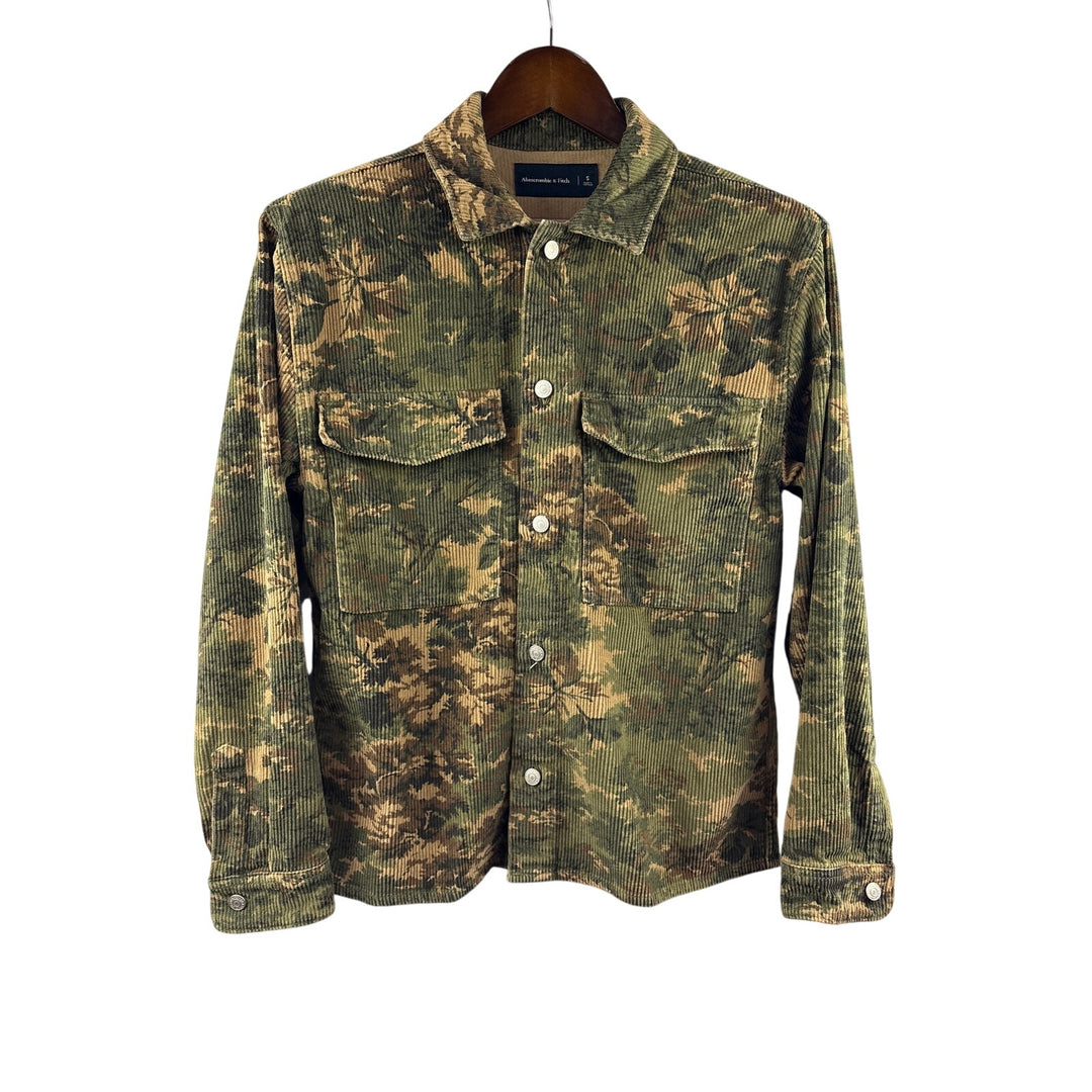 Men’s Abercrombie & Fitch Small Green Camo Corduroy Button Up