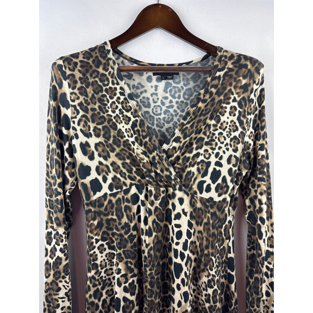 Women’s Karen Kane Large Cheetah Print Midi Wrap Style Dress