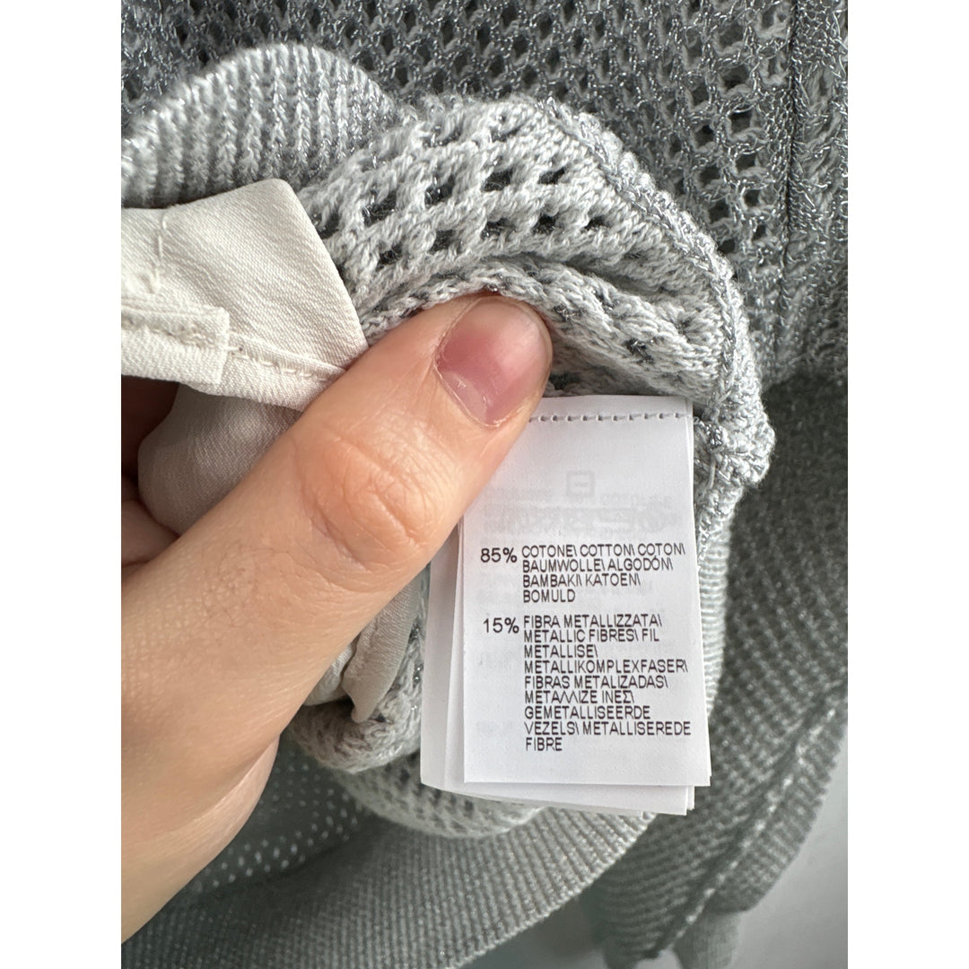 Women’s Brunello Cucinelli XS Silver Mesh Knit Zip-Up Hoodie
