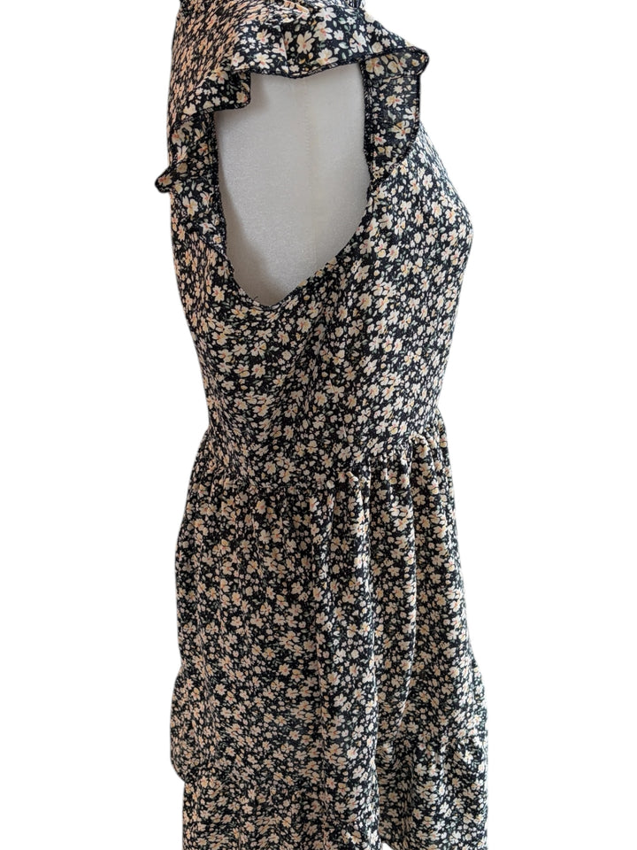 Cupshe Black Floral Ruffle Sleeve Women's Mini Dress Size M