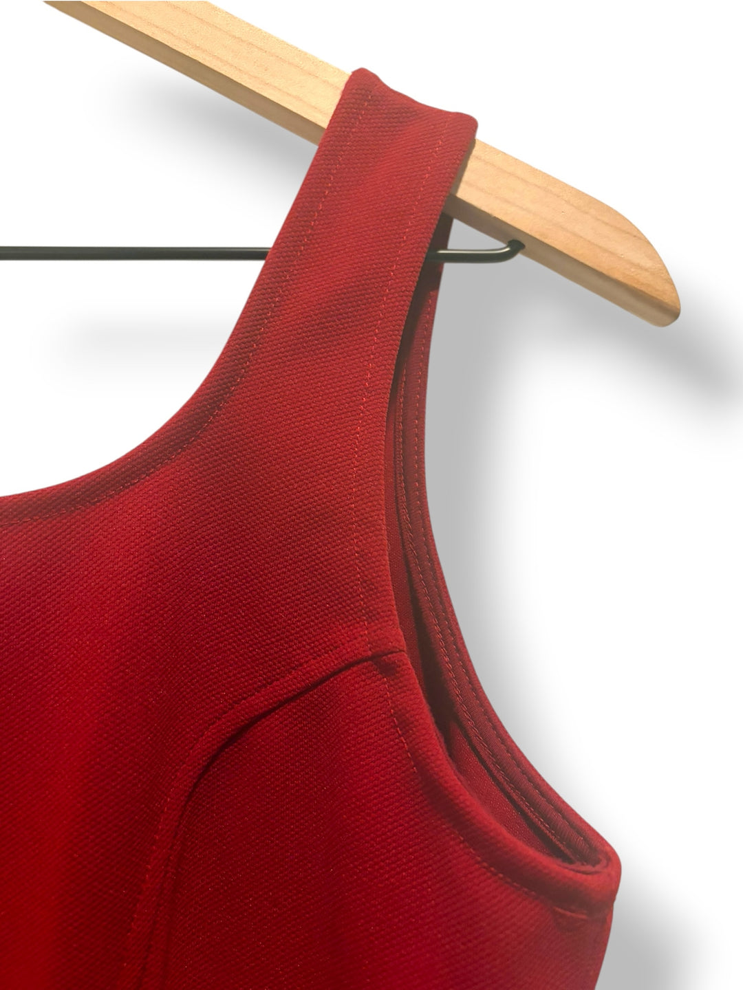 Simlu Deep Red Fit And Flare Mini Dress Sleeveless Scoop Neck Size Small