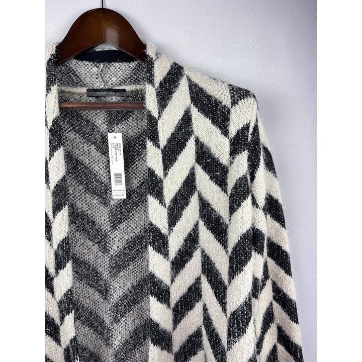 Women’s August Silk Small Black & White Patterned Knit Coatigan