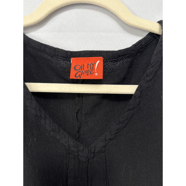 Women’s Oh My Gauze! Black Cotton Tank Top Sz 2