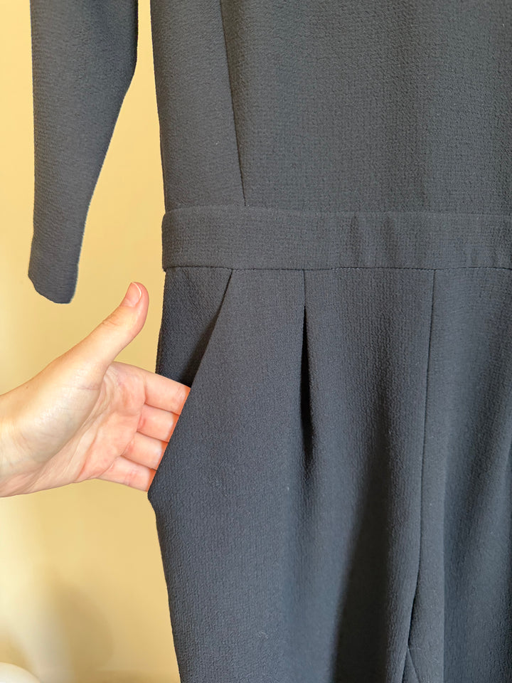 Madewell Black Pleated Waist Cropped Jumpsuit Size 0