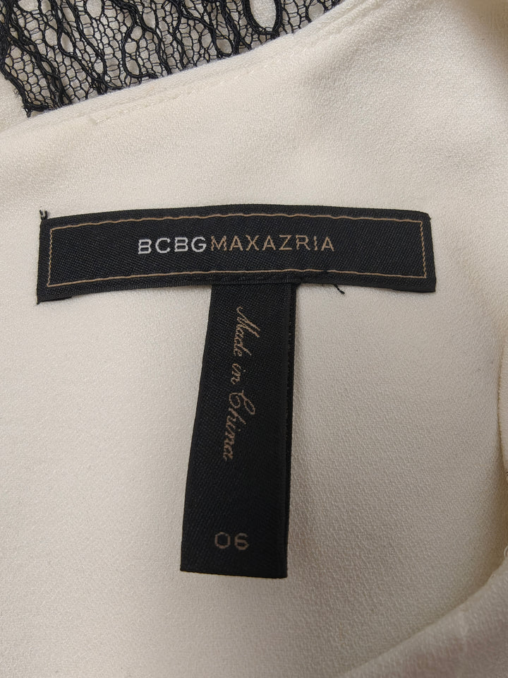 Women’s BCBGMAXAZRIA Lace Sheath Dress Ivory Black Size 6