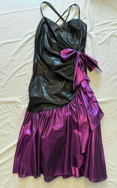TD4 by Electra Vintage 80s Black Purple Foil Dress