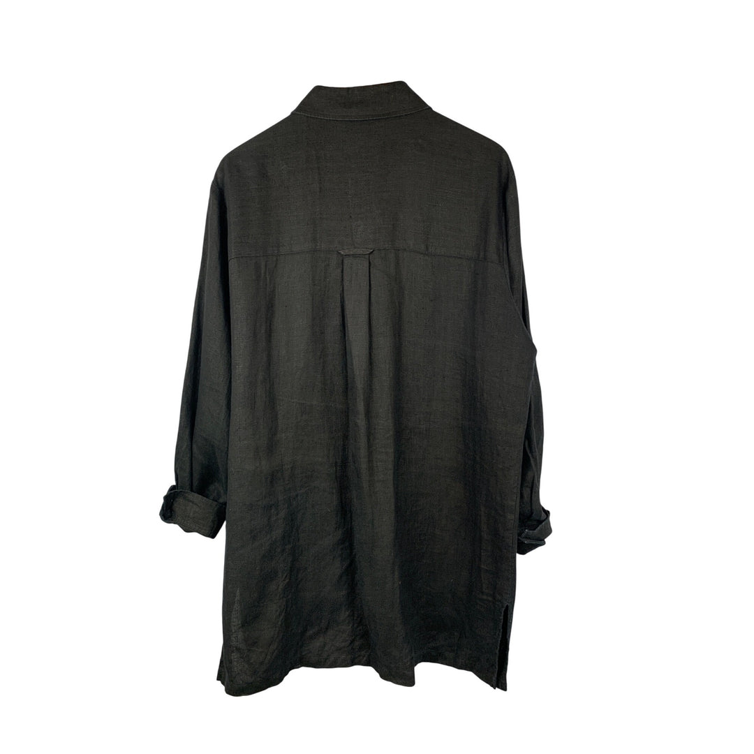 20 South Black Linen Button-Up Shirt X Large