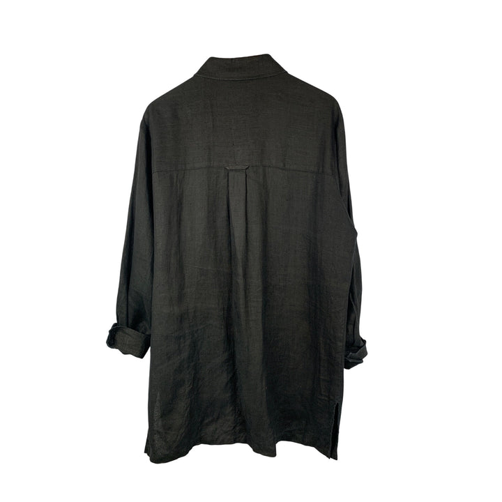 20 South Black Linen Button-Up Shirt X Large