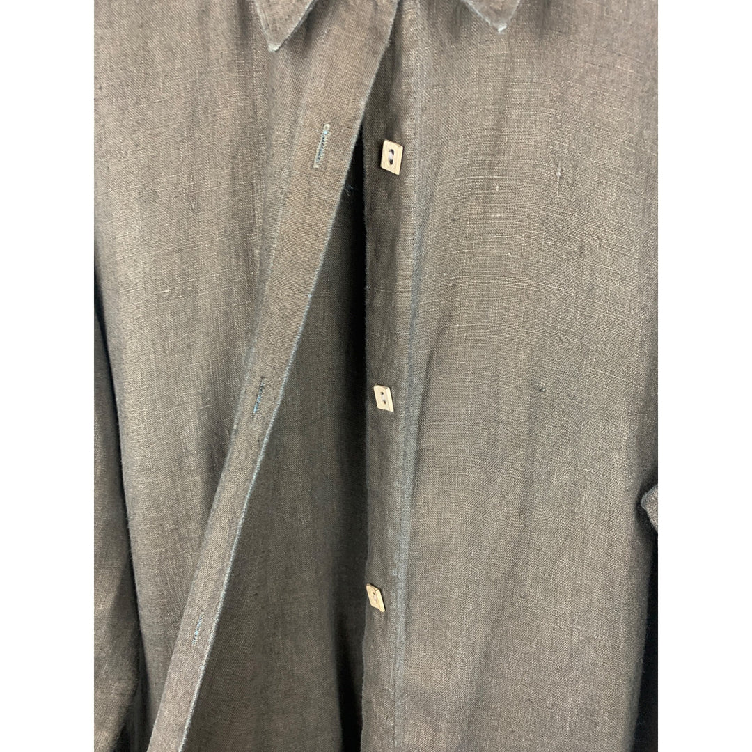 20 South Black Linen Button-Up Shirt X Large