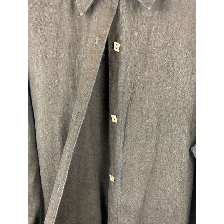 20 South Black Linen Button-Up Shirt X Large