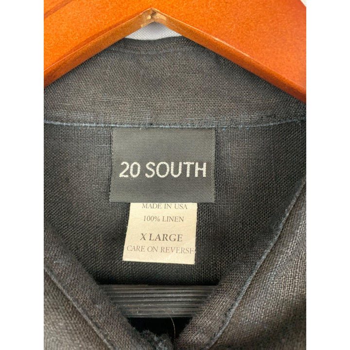 20 South Black Linen Button-Up Shirt X Large