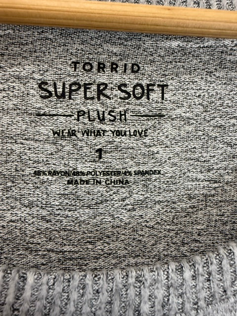 Torrid Super Soft Plush Skater Dress Heather Gray NWT Sz1/1X/(14-16)
