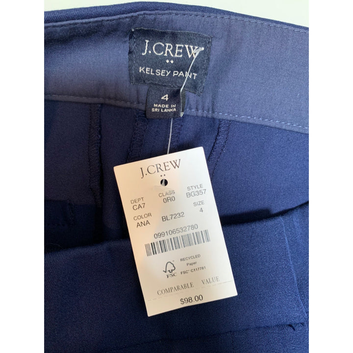 J.Crew Kelsey Pant Womens Size 4 Navy Blue Flare Leg Trousers