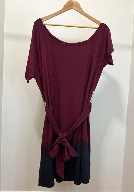 Torrid Burgundy Tie Dip-Dye Dress Sz1X(14-16) NWT
