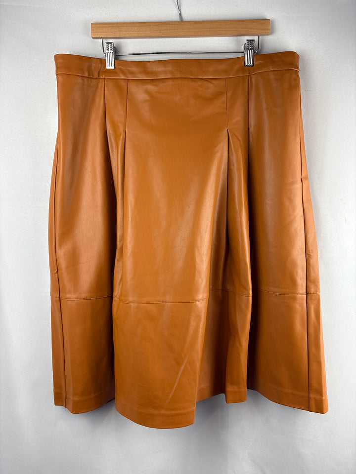Women’s Eloquii Size 18 Latte Brown Faux Leather Midi Skirt