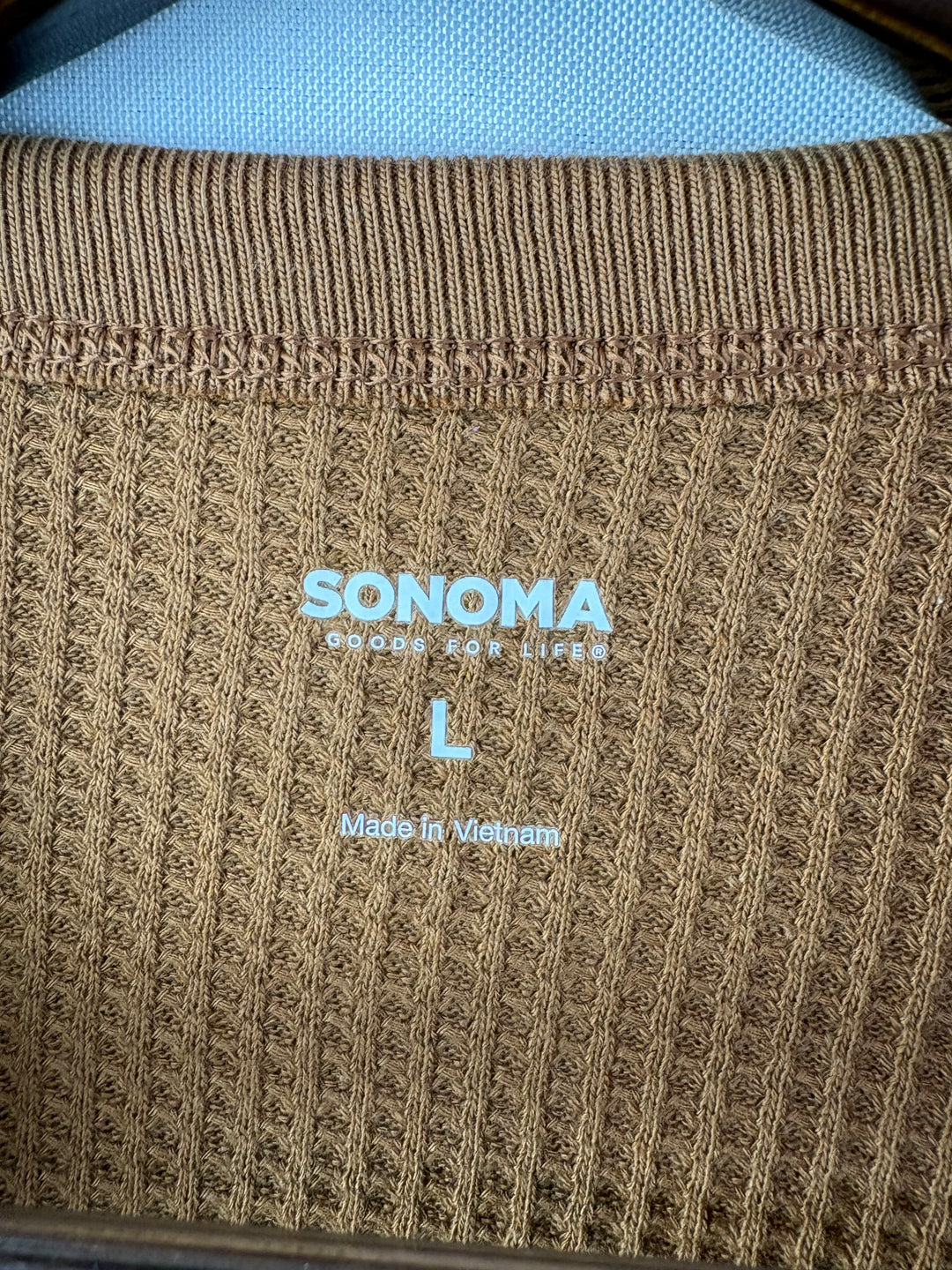 Men’s Sonoma Large Coffee Brown Ling Sleeve Waffle Shirt