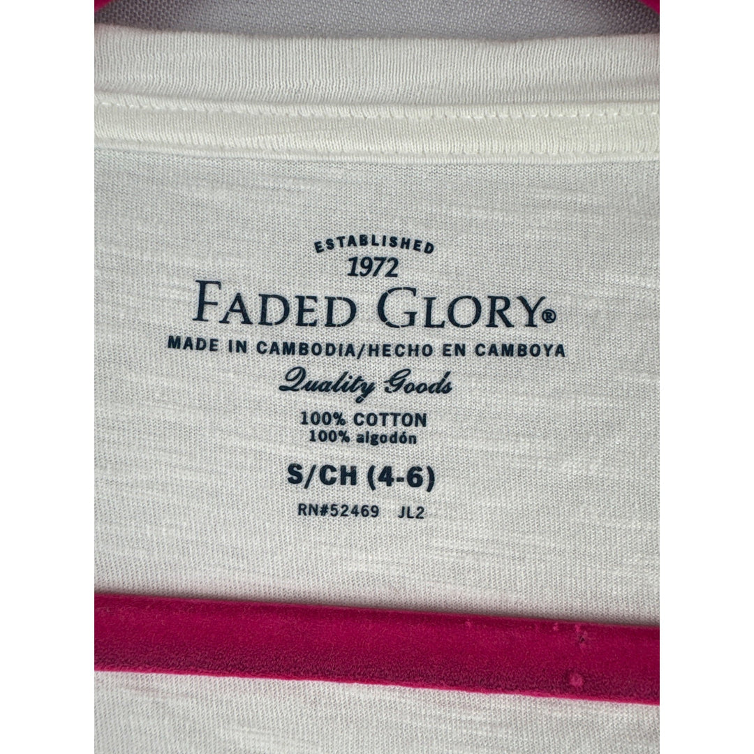 Faded Glory Womens Short Sleeve White T-Shirt S 4-6 100% Cotton