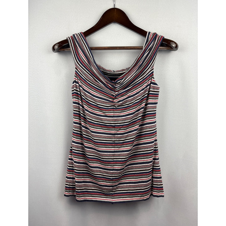 Women’s Bailey/44 Large Off the Shoulder Red, White, Blue, & Black Striped Shirt