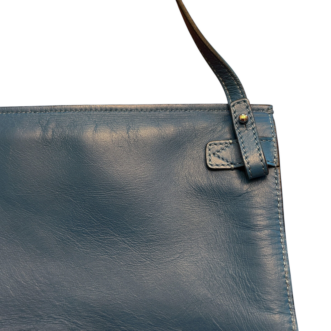 Vince Women's Blue Leather Signature Collection Crossbody Bag Chic Preppy Elegant