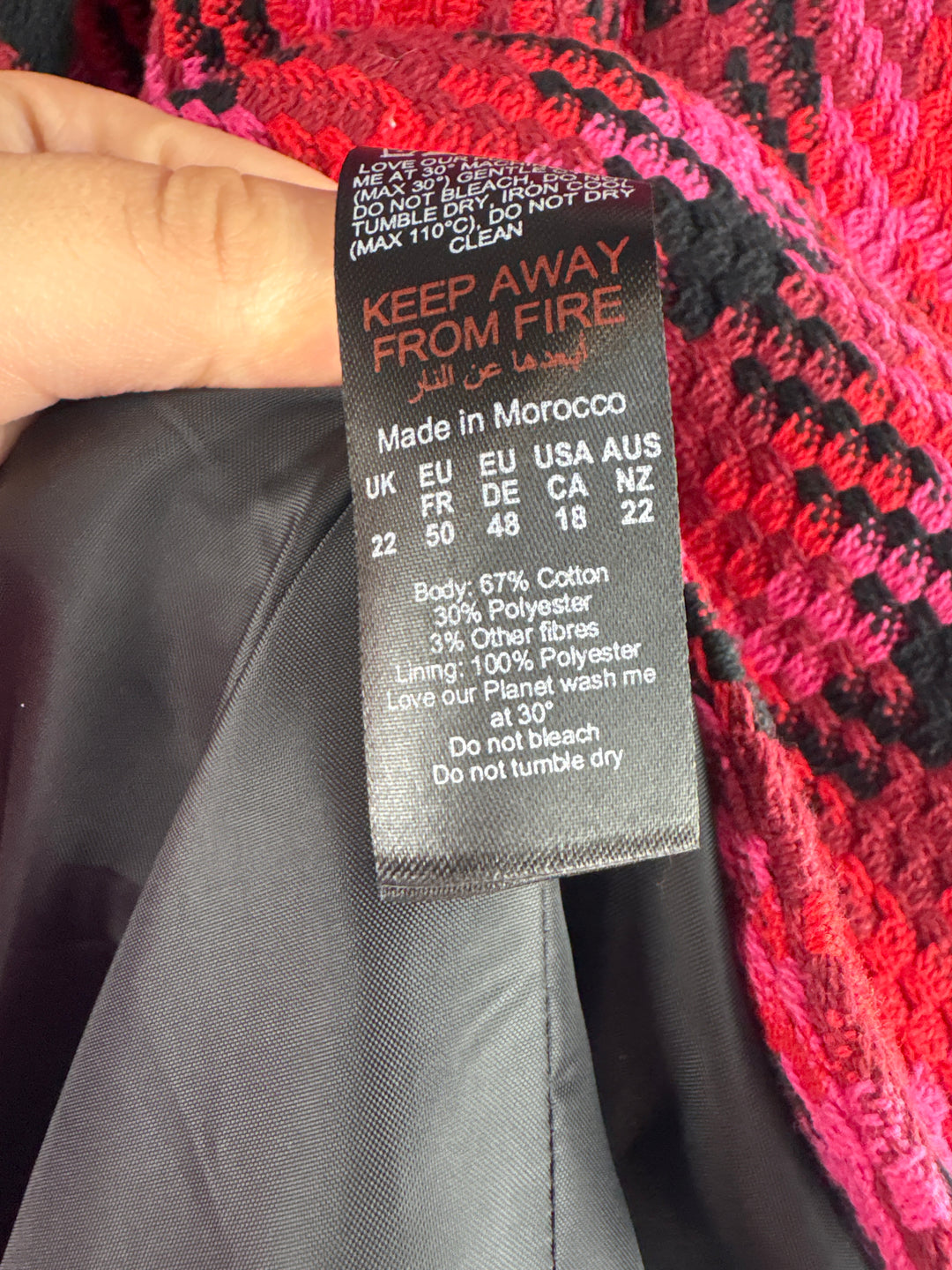 Women’s Karen Millen Size 18 Pink Red &amp; Black Blazer