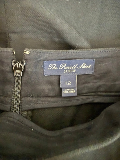 J.Crew “The Pencil Skirt”  Black  100% Cotton Sz12