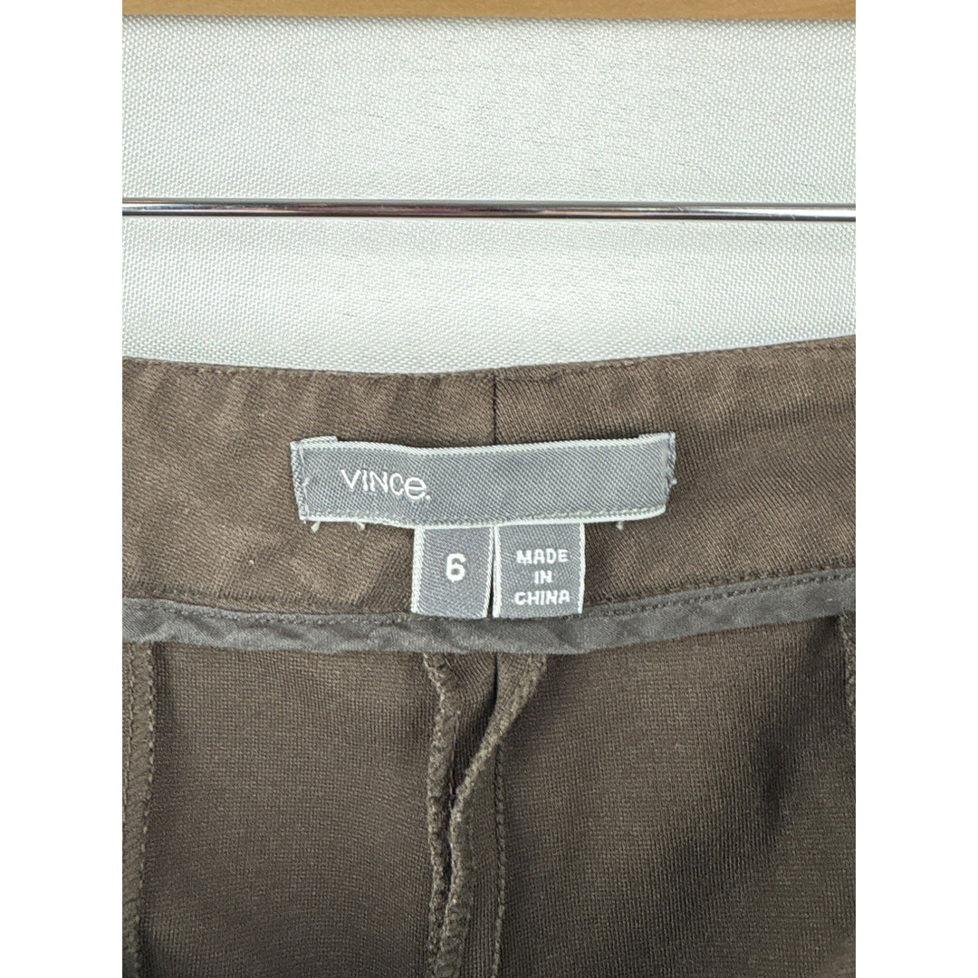 Vince Womens Size 6 Brown Slim Fit Pants With Front Zipper Pockets