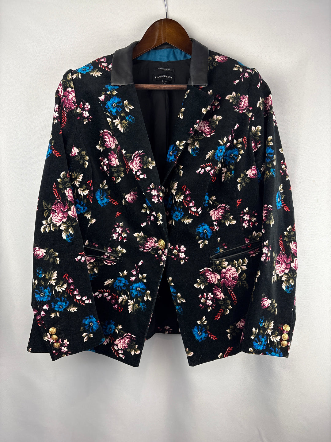 Women’s Lane Bryant Size 16 Black Floral Velvet Blazer