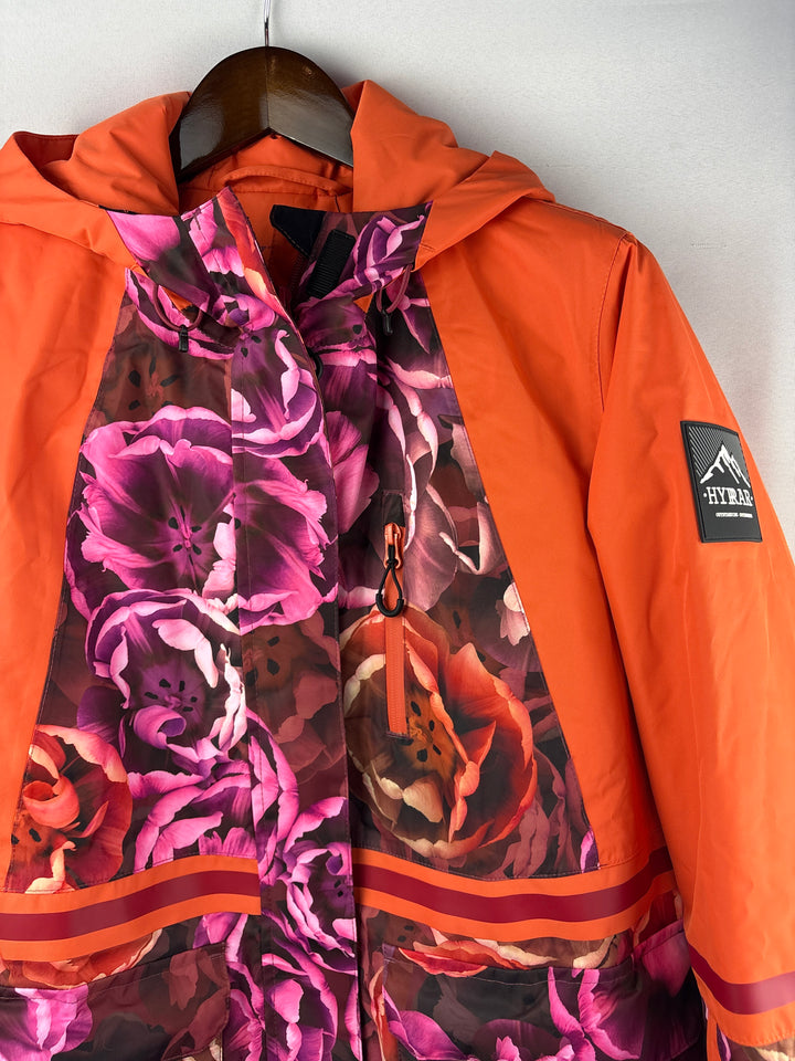 Women’s Hyprar Ulla Popken Size 12/14 Orange Pink Floral Ski Jacket