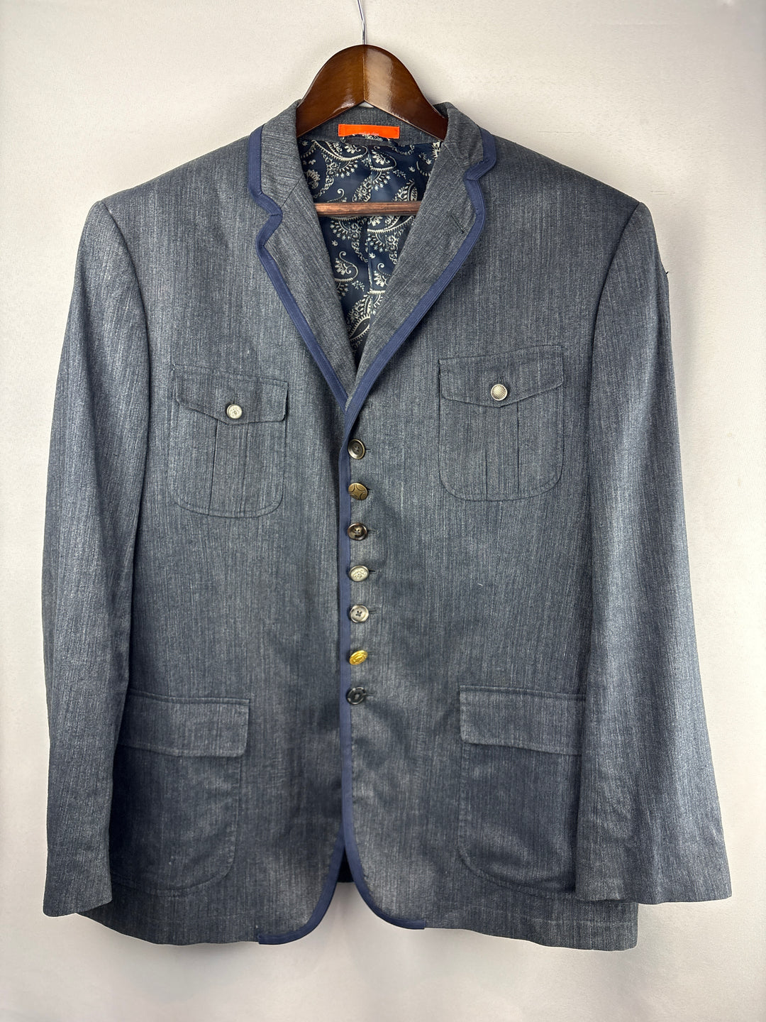 Men’s Tallia Blueish Gray Trachten Janker Jacket