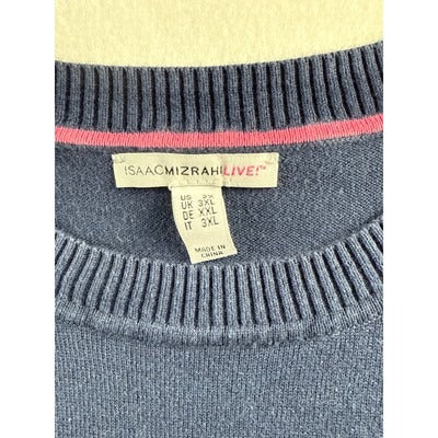 Isaac Mizrahi Live! Womens Navy Blue 3XL Cotton Viscose Blend Pullover Sweater With Pockets