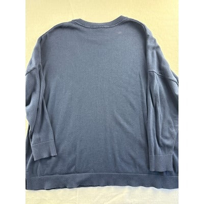 Isaac Mizrahi Live! Womens Navy Blue 3XL Cotton Viscose Blend Pullover Sweater With Pockets