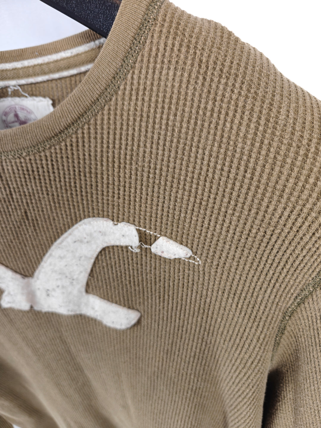 Men’s Hollister Thermal Shirt Brown XL Long Sleeve Logo