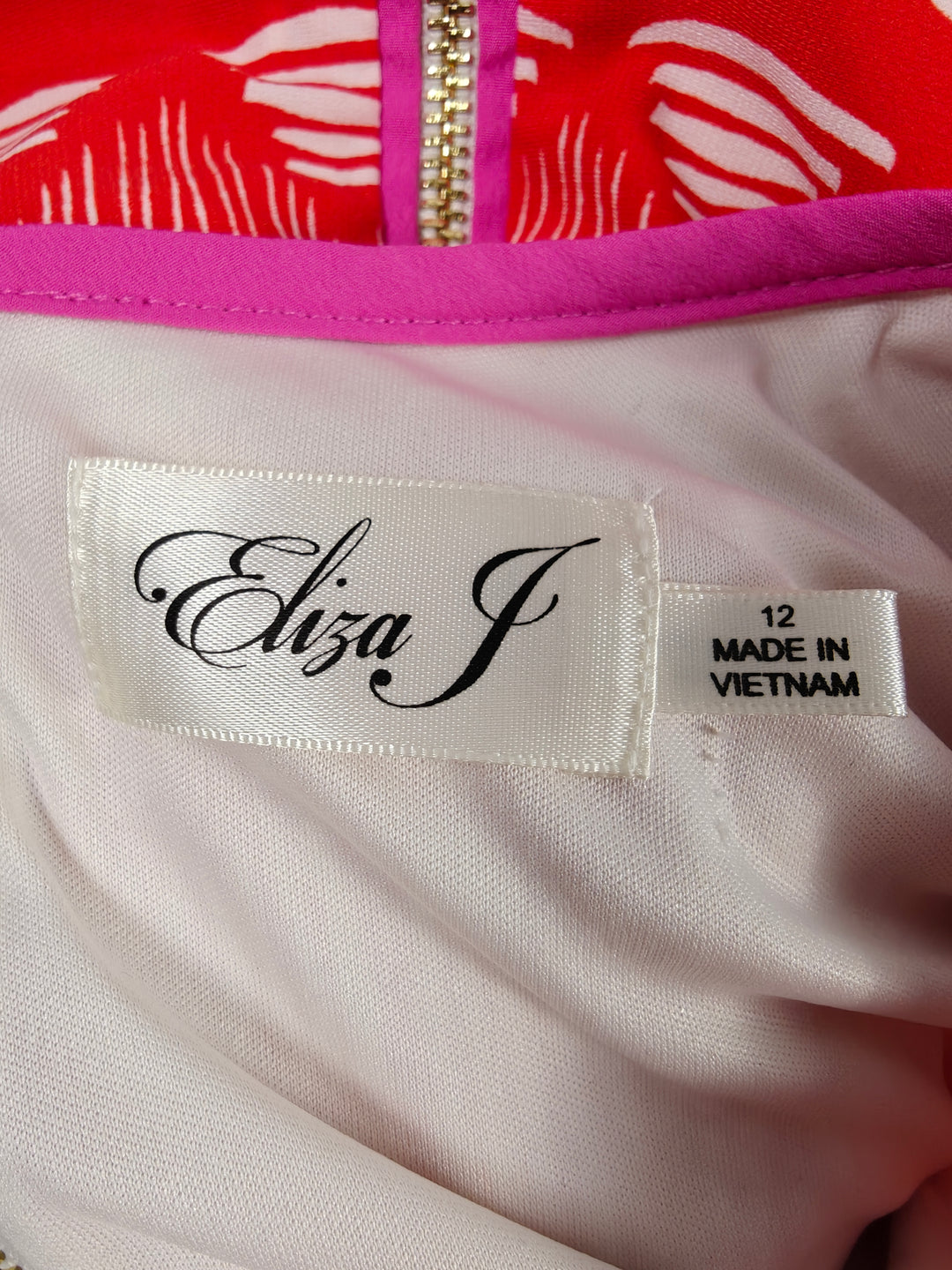 Women’s Eliza J Midi Dress Pink Orange Geometric Print Size 12
