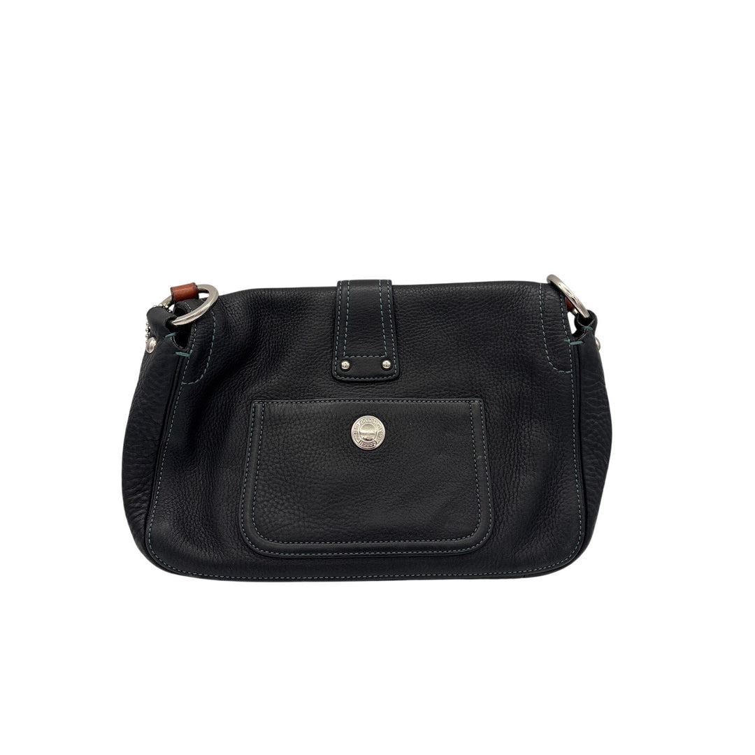 Women’s Coach Black Leather Purse w/ Brown Strap & Faux Buckle