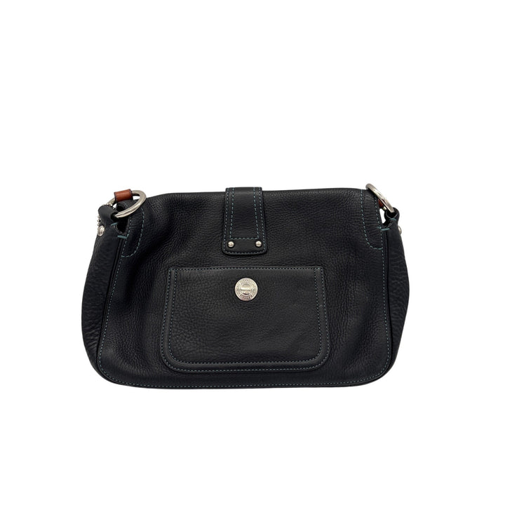 Women’s Coach Black Leather Purse w/ Brown Strap & Faux Buckle