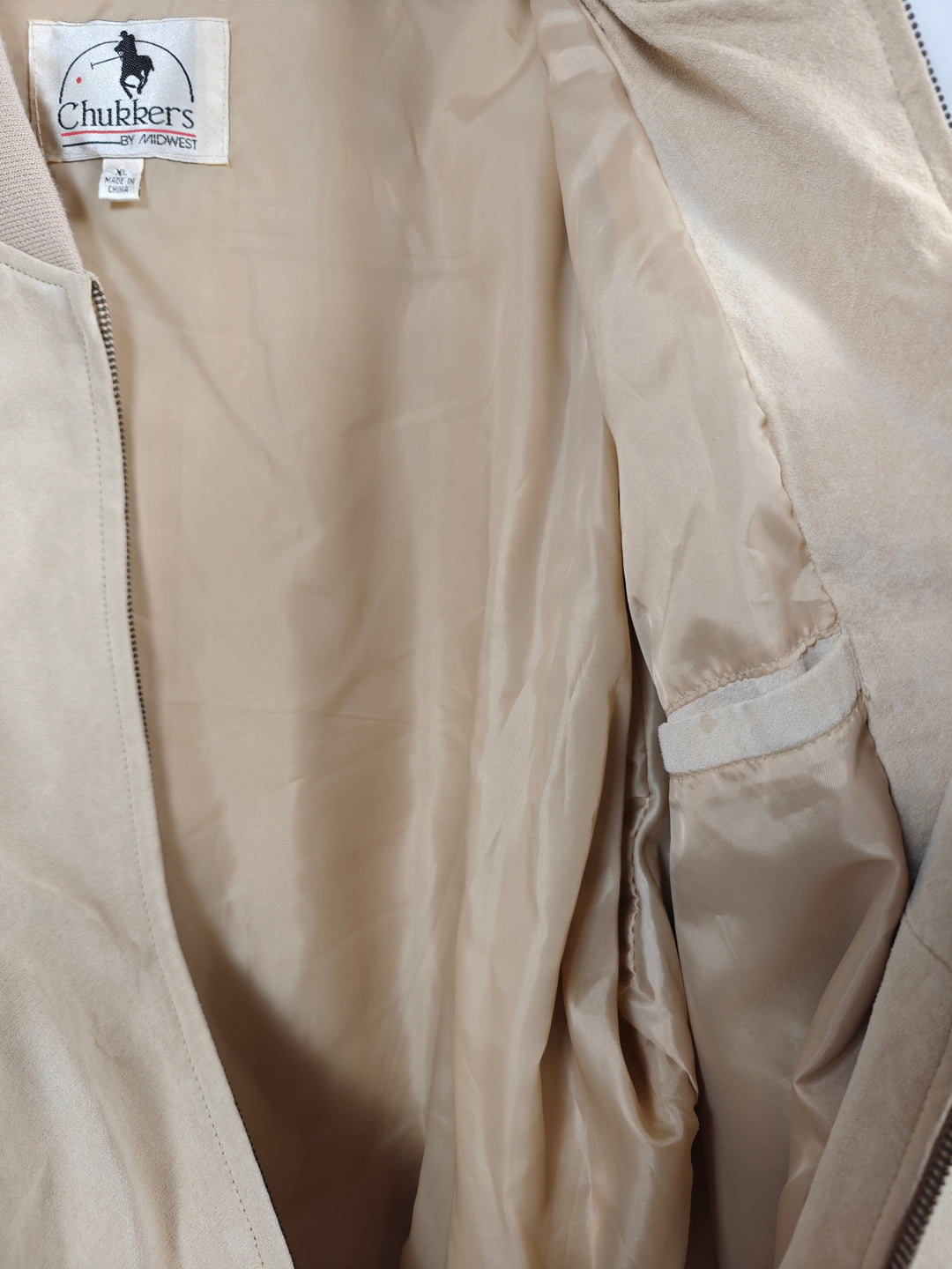Mens Chukkers By Midwest Suede Leather Bomber Jacket Beige Size XL