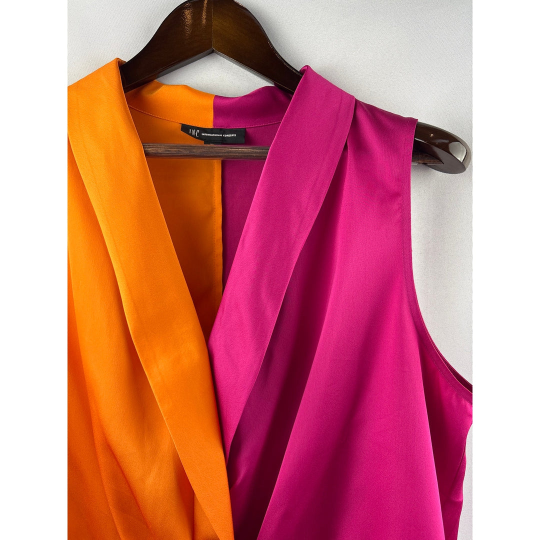 Women’s INC International Concepts XL Pink & Orange Faux Wrap Sleeveless Blouse
