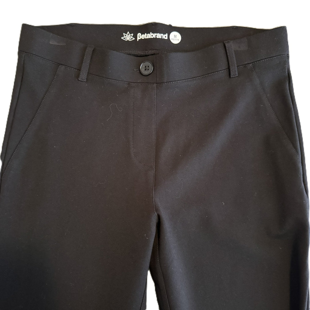 Betabrand Black DPYP Dress Pants Yoga Pants Bootcut Stretch Pants, Medium Petite