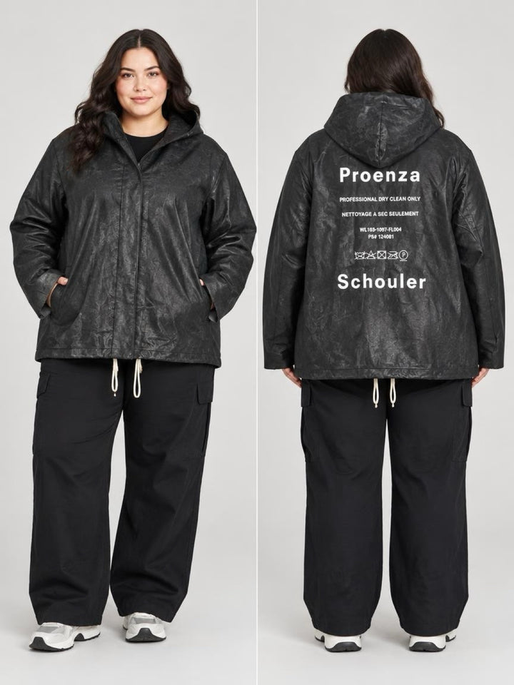 Women’s Proenza Schouler Black Hooded Raincoat Estimated size XXL