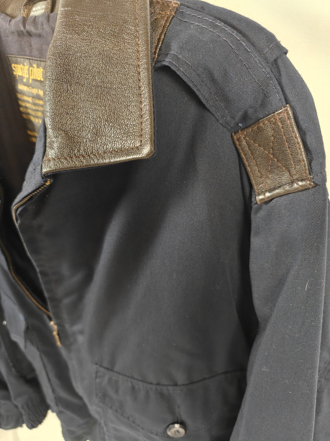 Mens Sportys Pilot Shop A-5 Flight Jacket Navy Blue Cotton Bomber Large