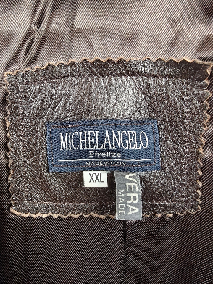 Mens Michelangelo Firenze Genuine Leather Vest Dark Brown