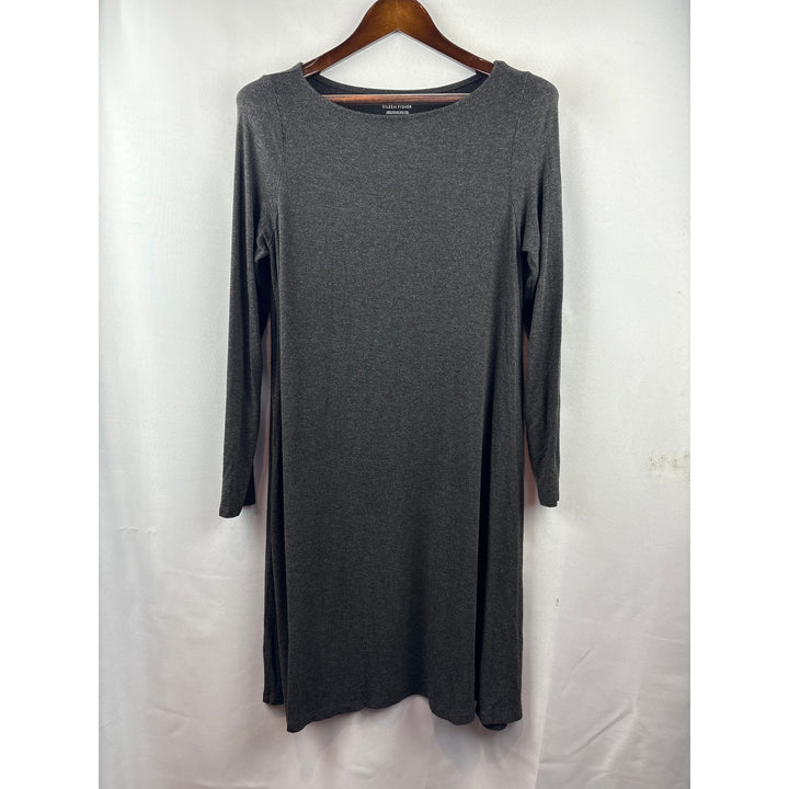 Women’s Eileen Fisher Medium Dark Grey Long Sleeve Shirt Dress