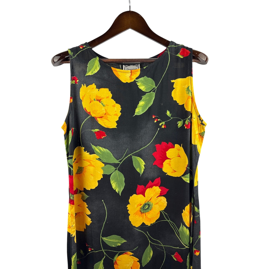 Women’s Dressing Clio Large Black Floral Sleeveless Maxi Dress