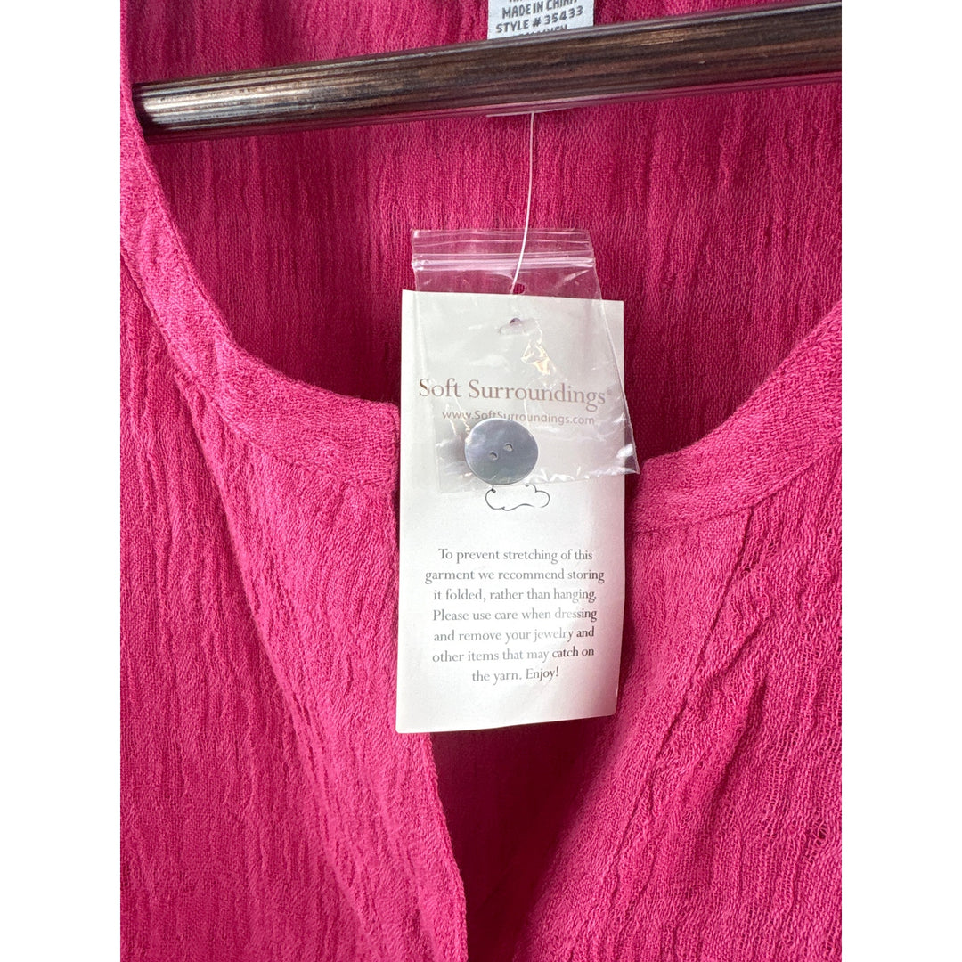 Women’s Soft Surroundings Petite Medium Hot Pink Button Up Shirt