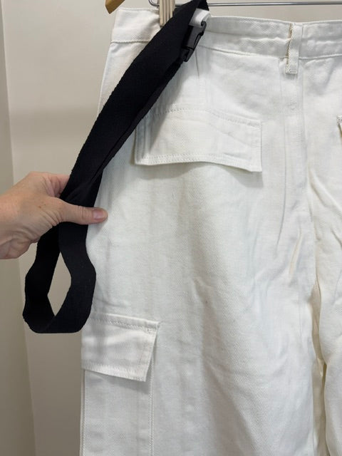 Cider Wide Leg Cargo Pants Removable Suspenders Beige NWT XL